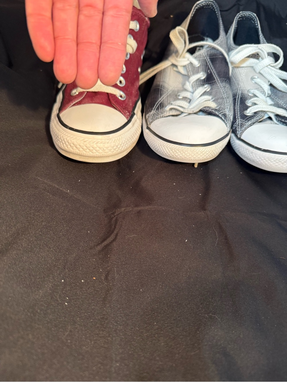 Converse Low-Top Sneakers in Black and White Distressed Plaid - Picture 7 of 7